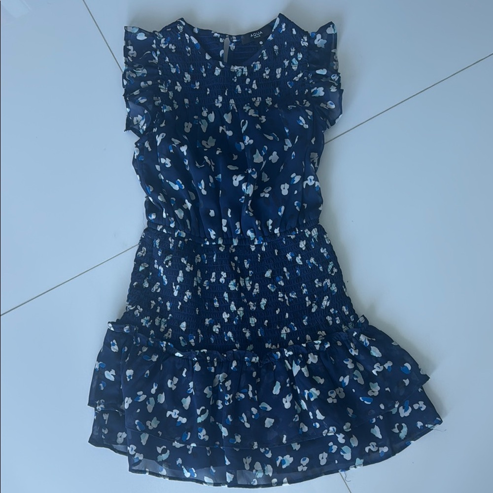 Navy Blue Floral Kids Dress